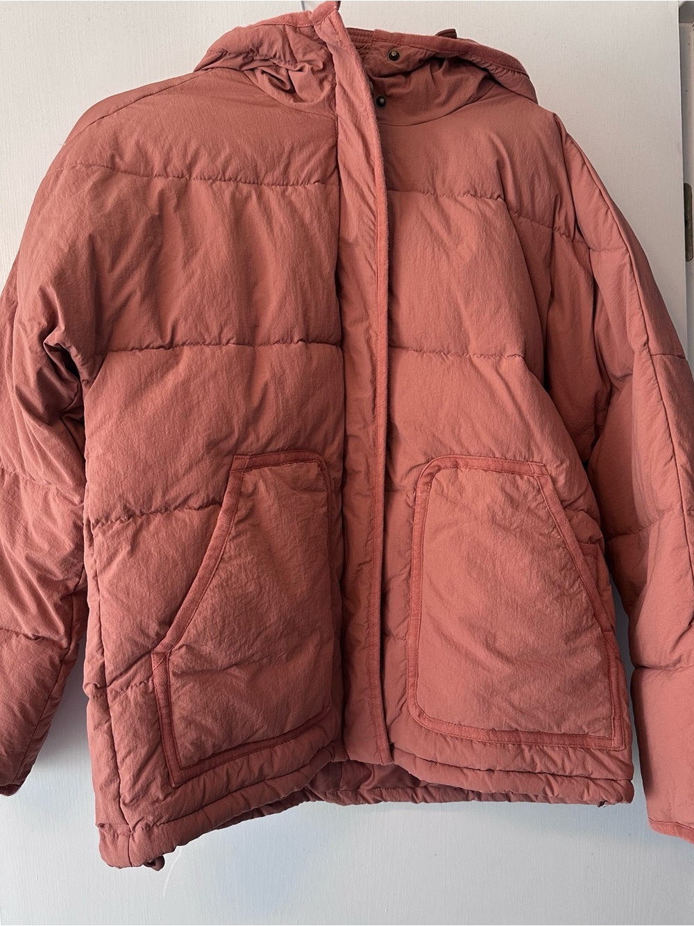 Madewell Women's Hooded Puffer Jacket - Dusty Rose